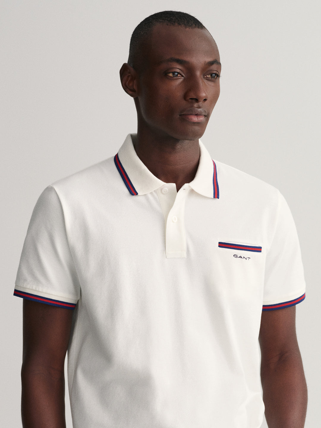Gant White 3Color Tipping Regular Fit Pique Polo T-Shirt