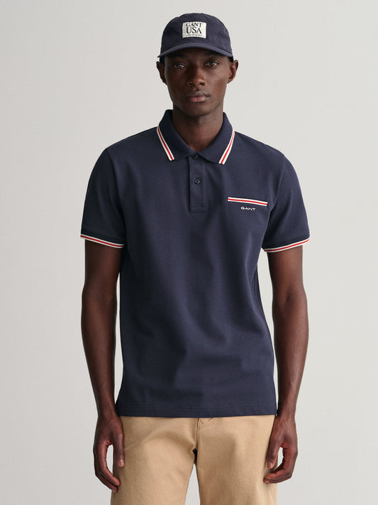 Gant Blue 3Color Tipping Regular Fit Pique Polo T-Shirt