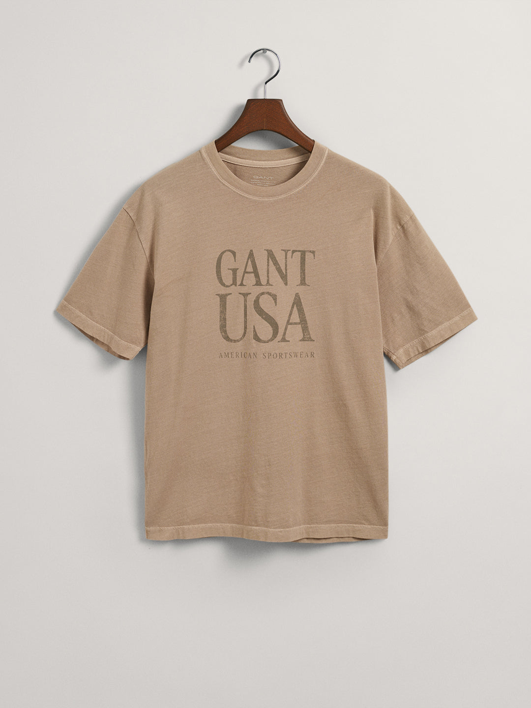 Gant Beige Sunfaded Logo Regular Fit T-Shirt