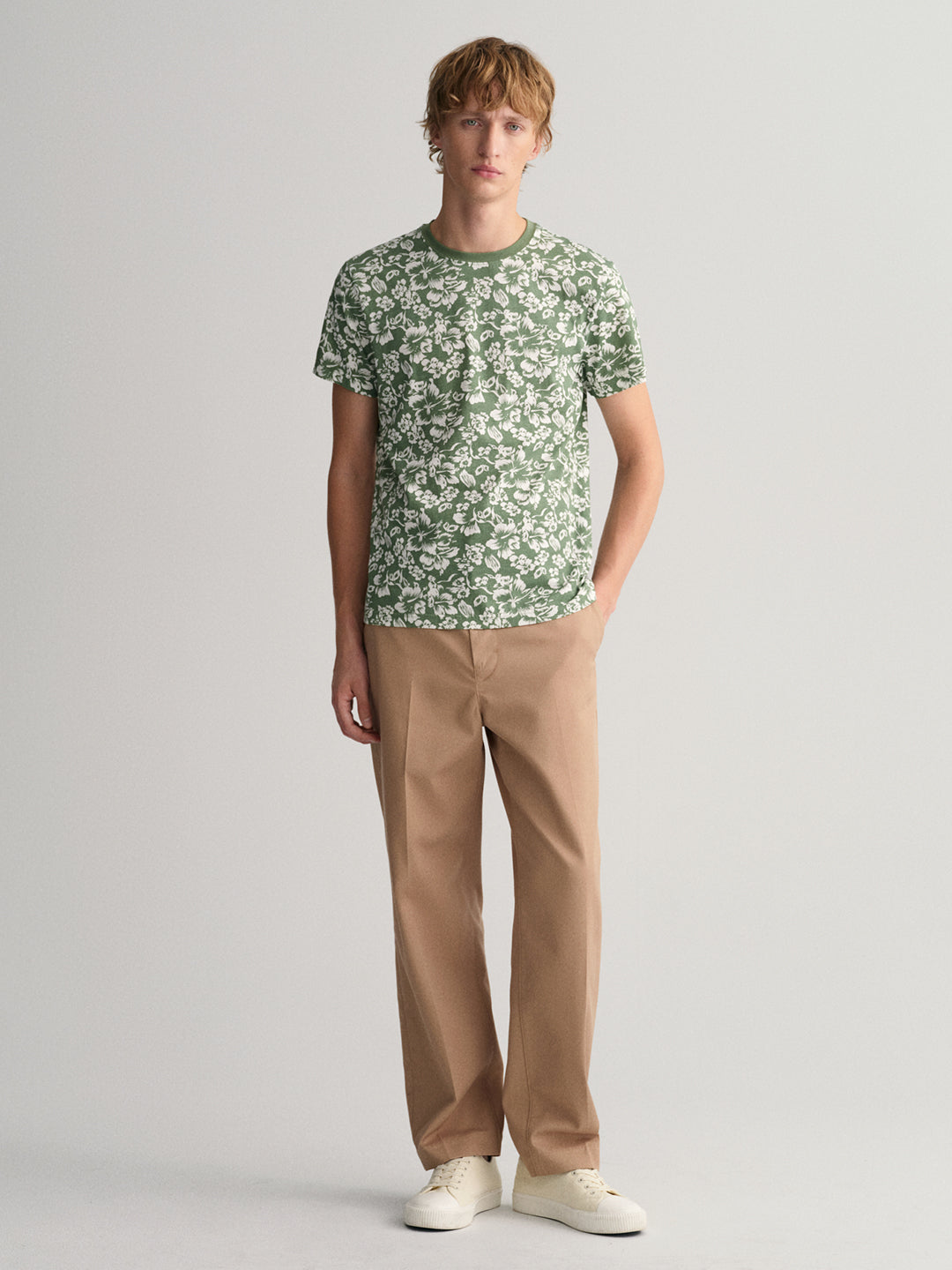 Gant Green Floral Print Regular Fit T-Shirt