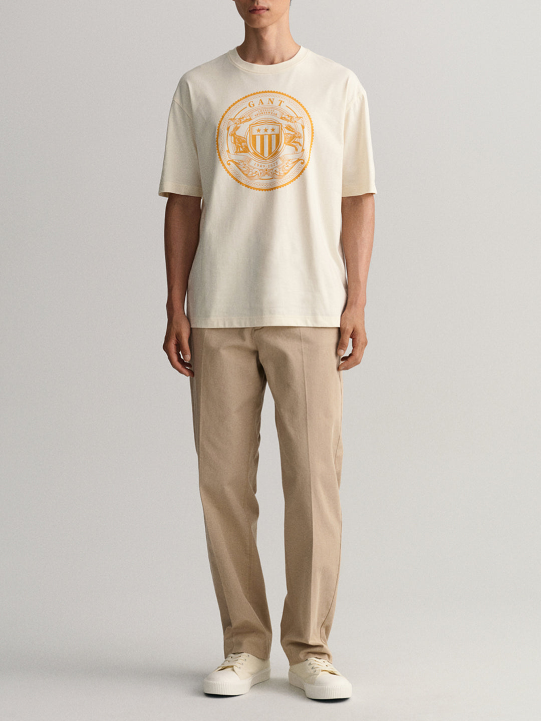 Gant Cream Logo Regular Fit T-Shirt