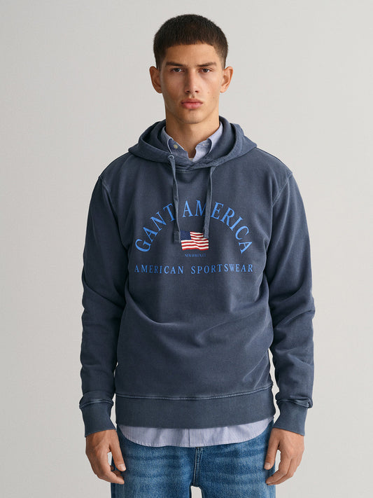 Gant Typography Printed Hooded Cotton Sweatshirt