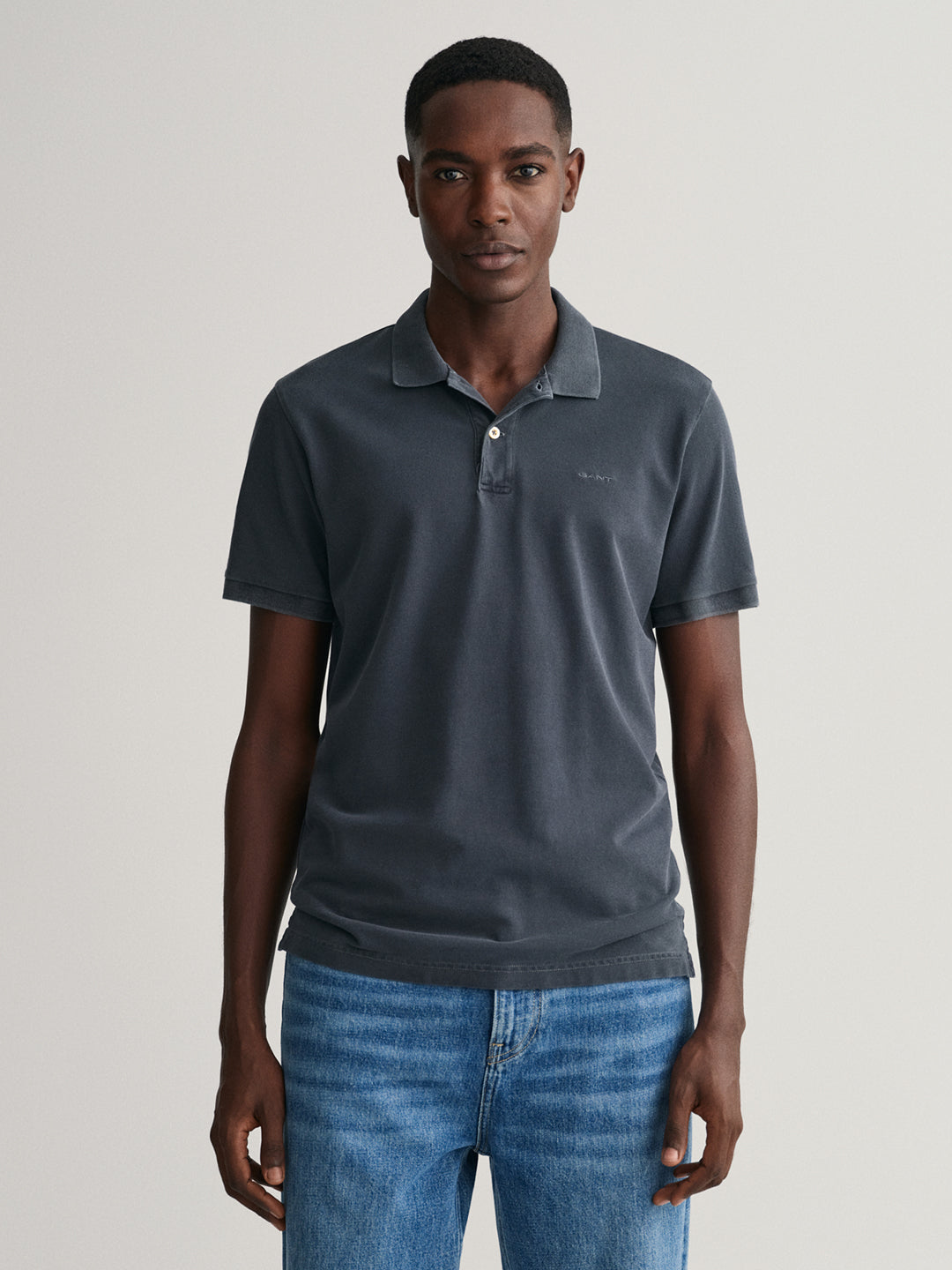 Gant Grey Sunfaded Rugger Regular Fit Pique Polo T-Shirt