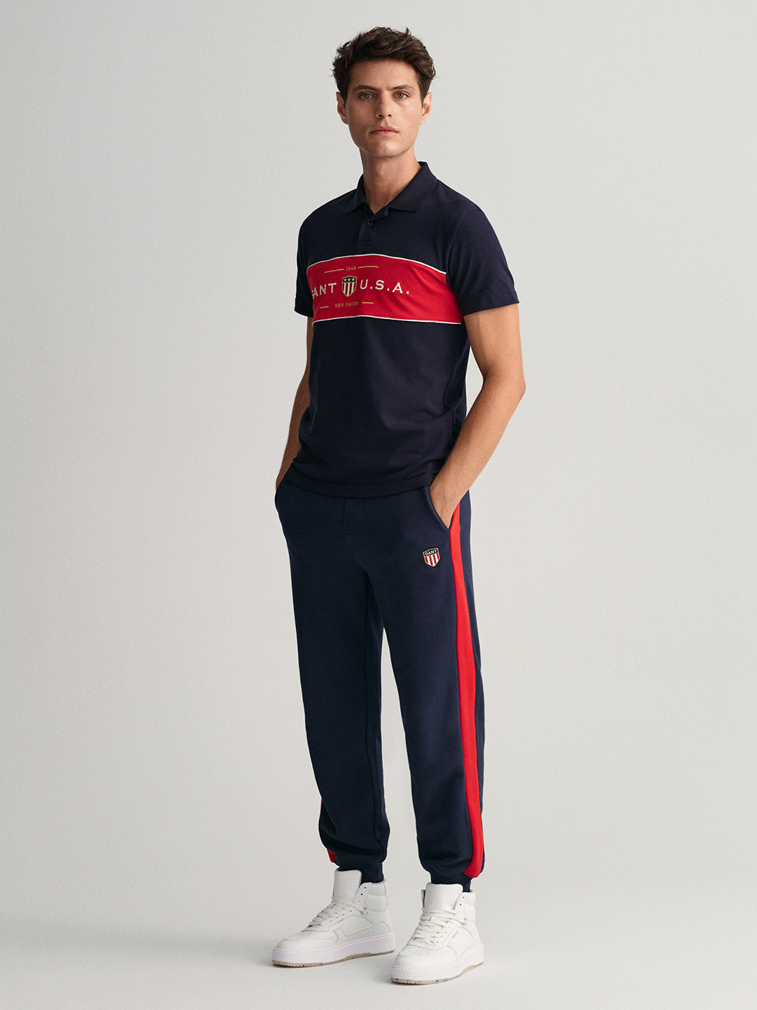 Gant Blue Banner Shield Logo Regular Fit Polo T-Shirt