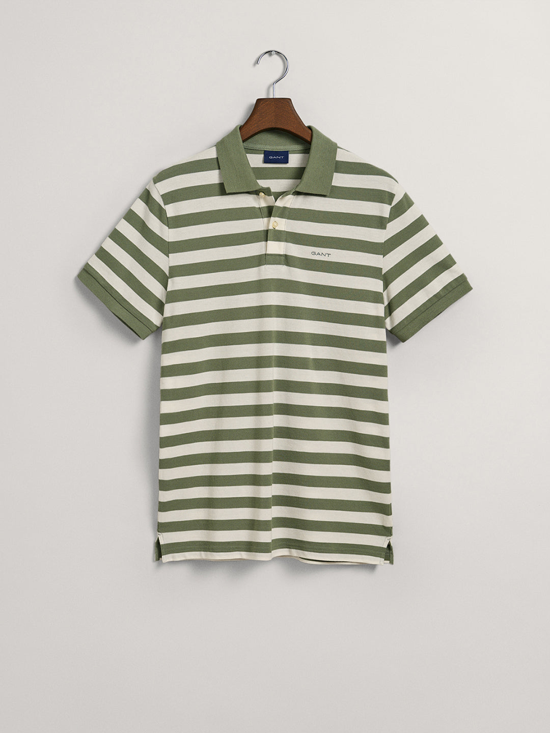 Gant Green Striped Regular Fit Pique Polo T-Shirt