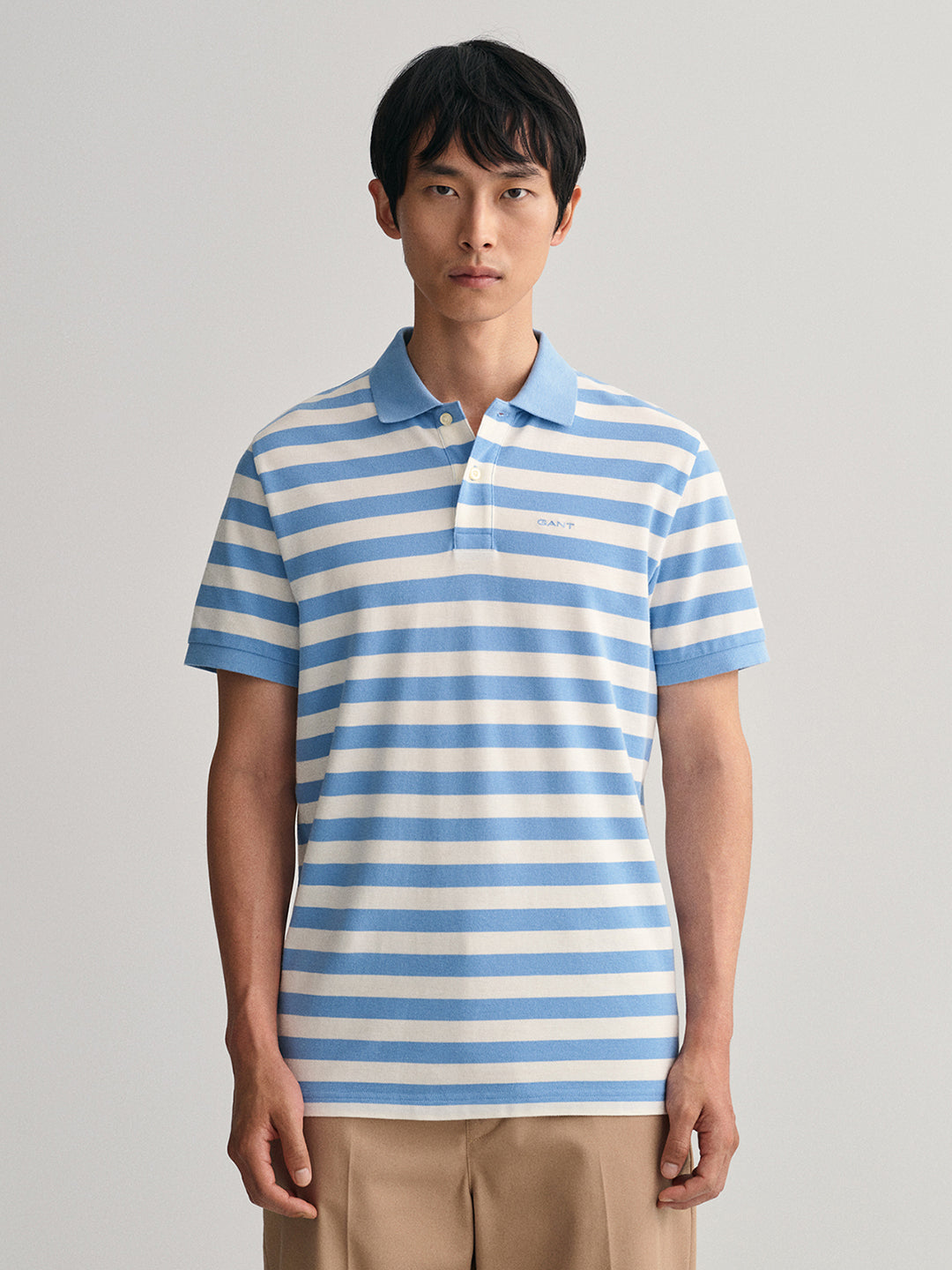 Gant Blue Striped Regular Fit Pique Polo T-Shirt