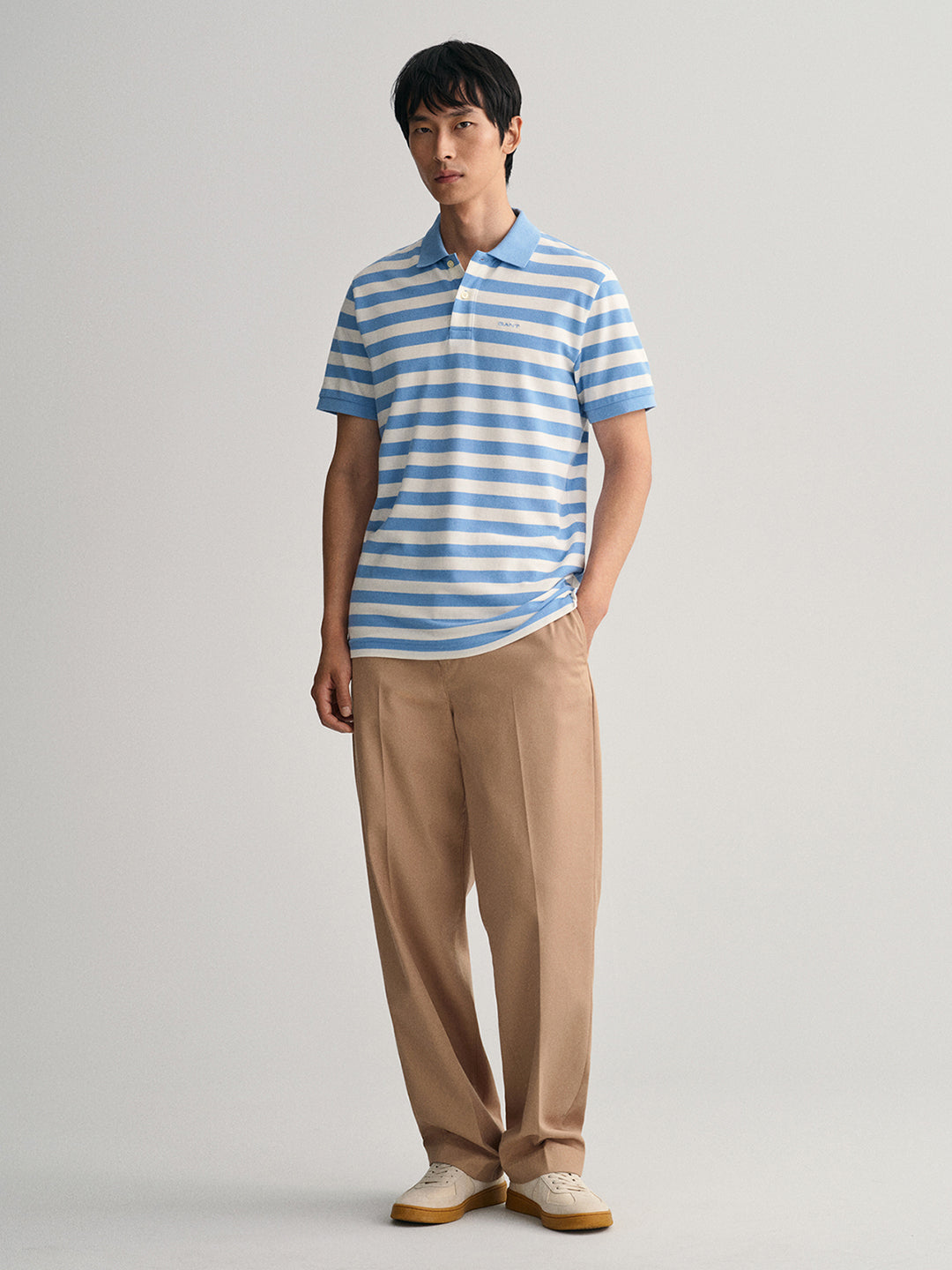 Gant Blue Striped Regular Fit Pique Polo T-Shirt