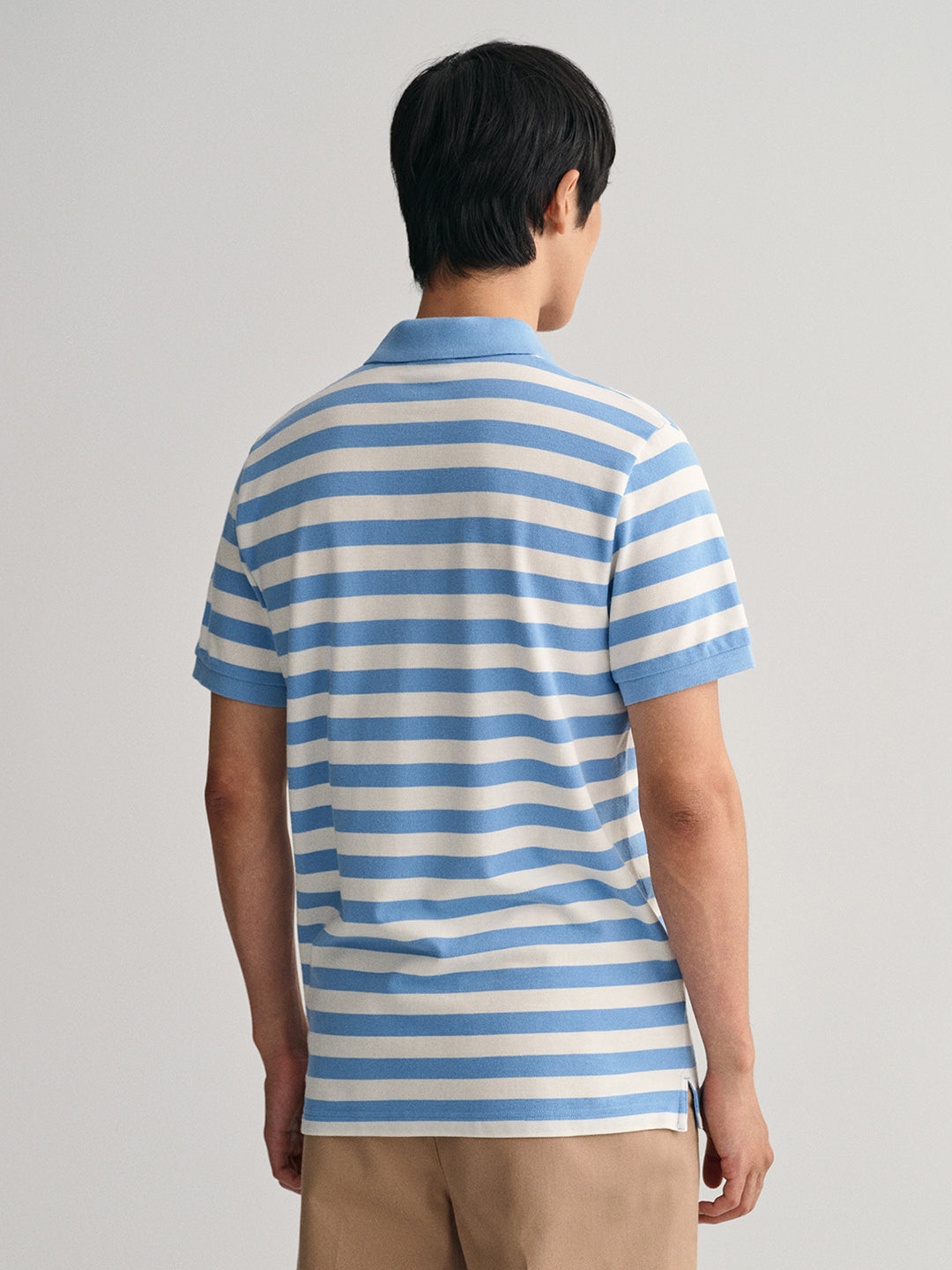 Gant Blue Striped Regular Fit Pique Polo T-Shirt