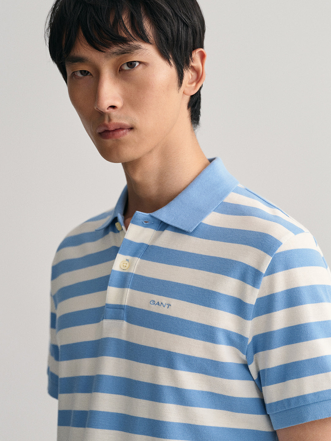 Gant Blue Striped Regular Fit Pique Polo T-Shirt