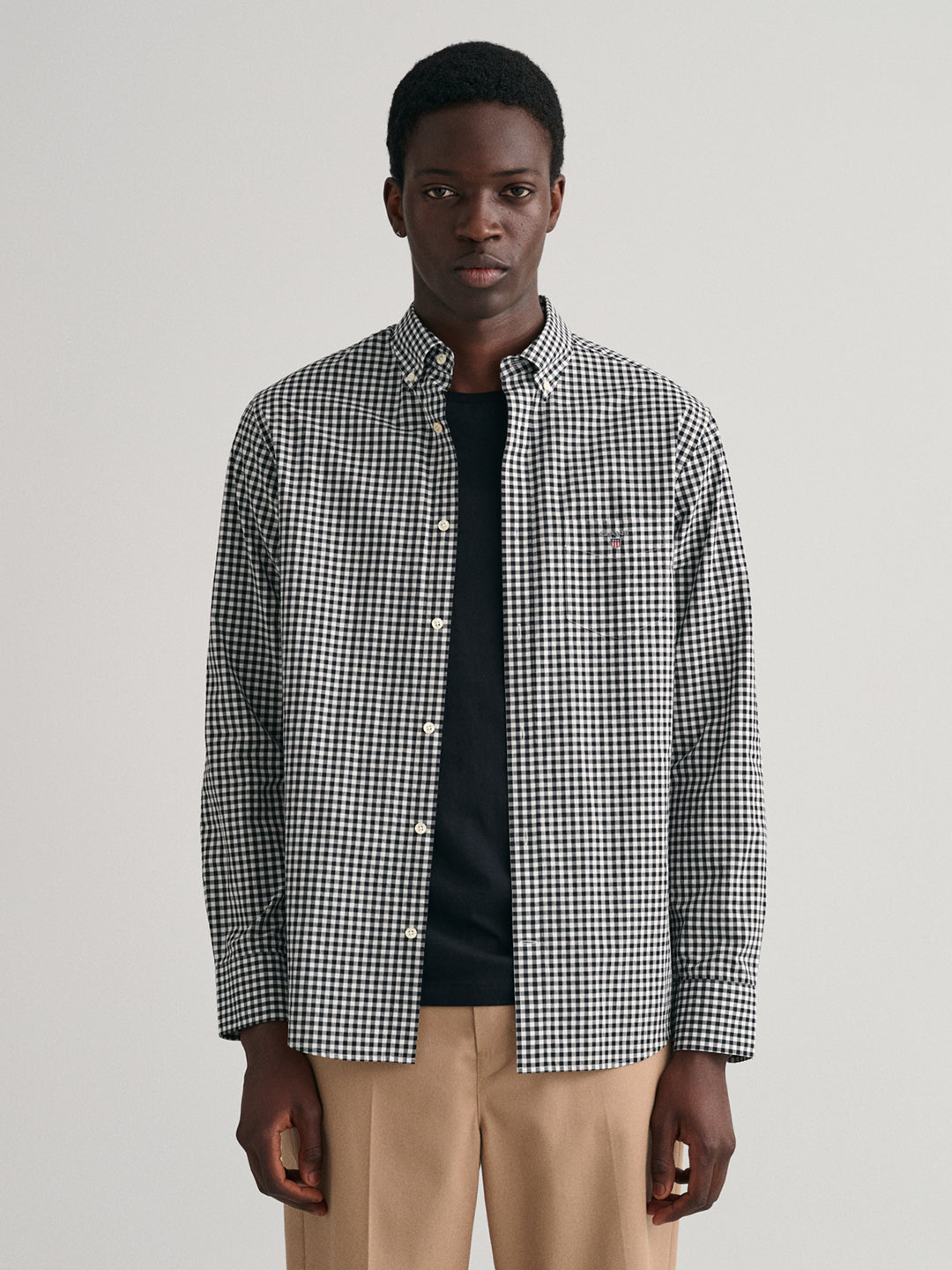 Gant Black Broadcloth Gingham Checked Regular Fit Shirt