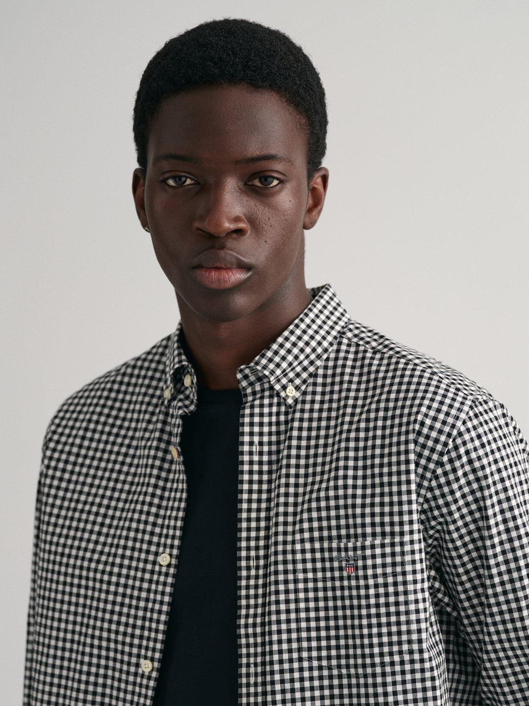 Gant Black Broadcloth Gingham Checked Regular Fit Shirt