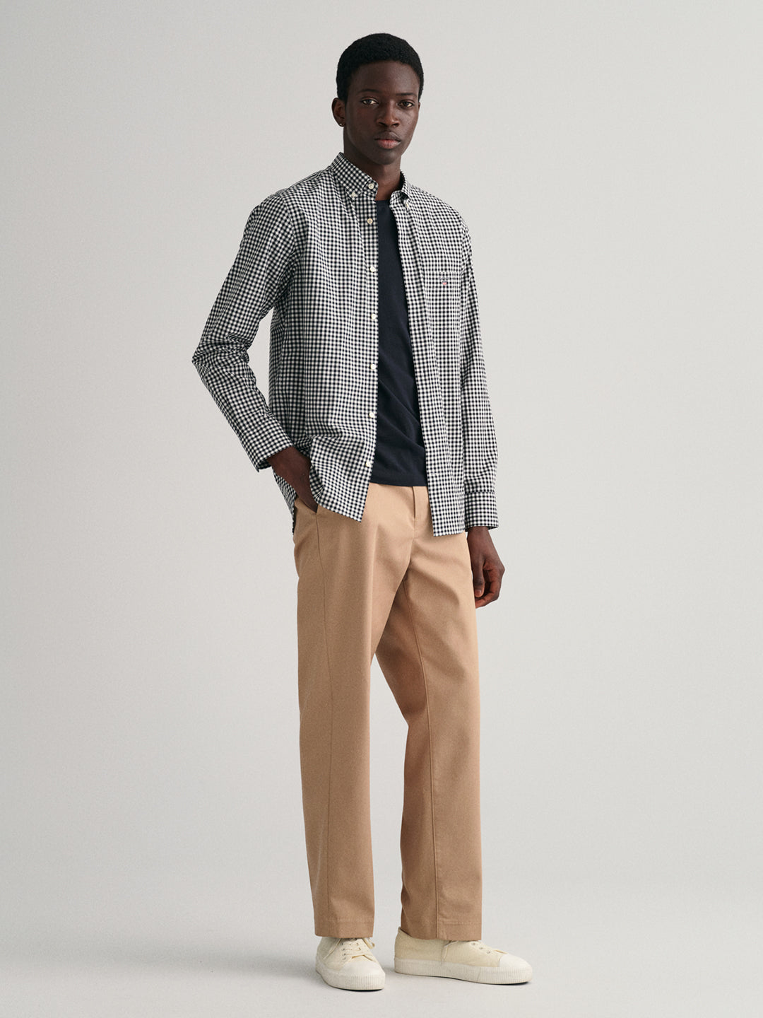 Gant Black Broadcloth Gingham Checked Regular Fit Shirt