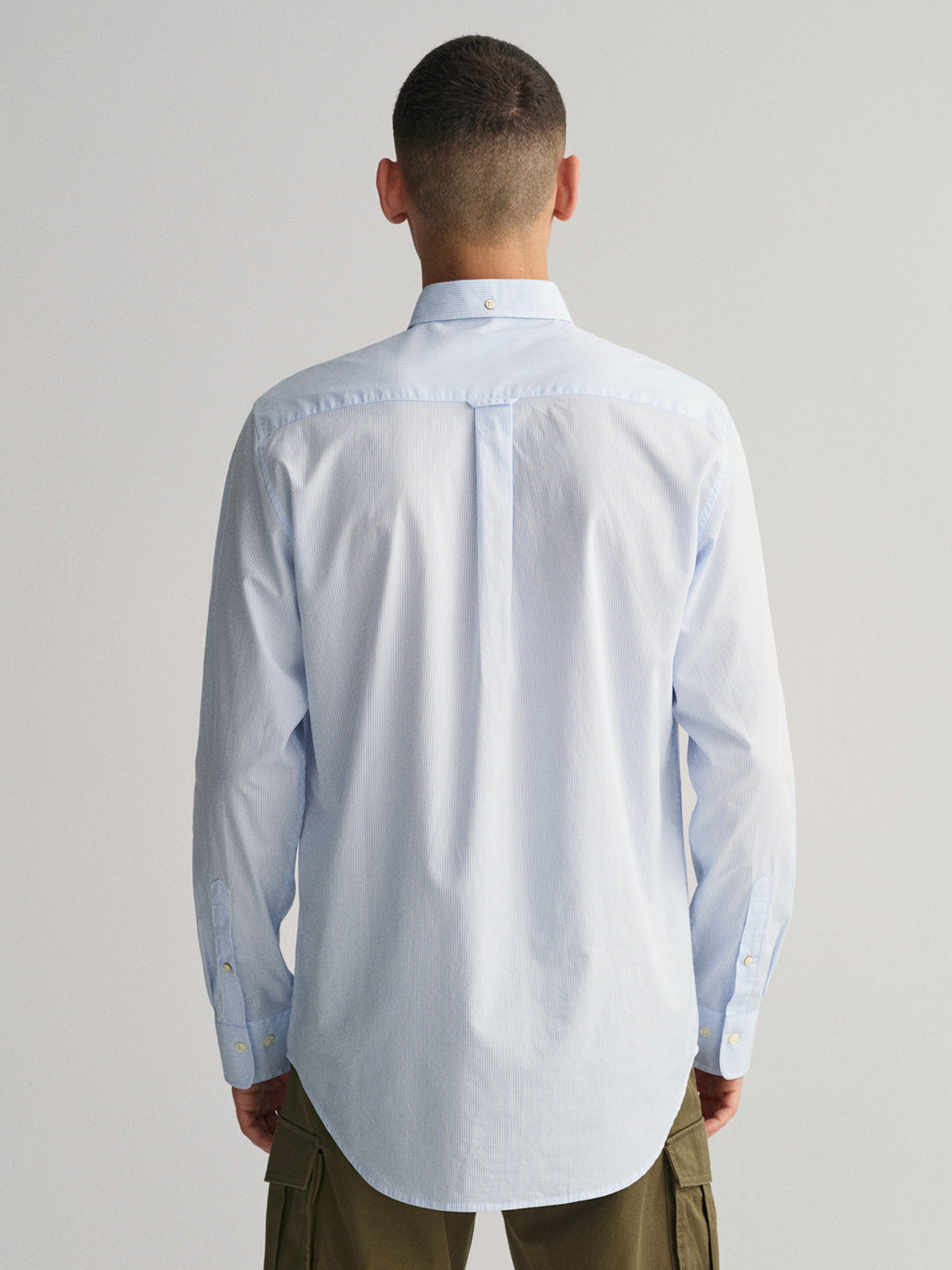 Gant Blue Broadcloth Striped Regular Fit Shirt