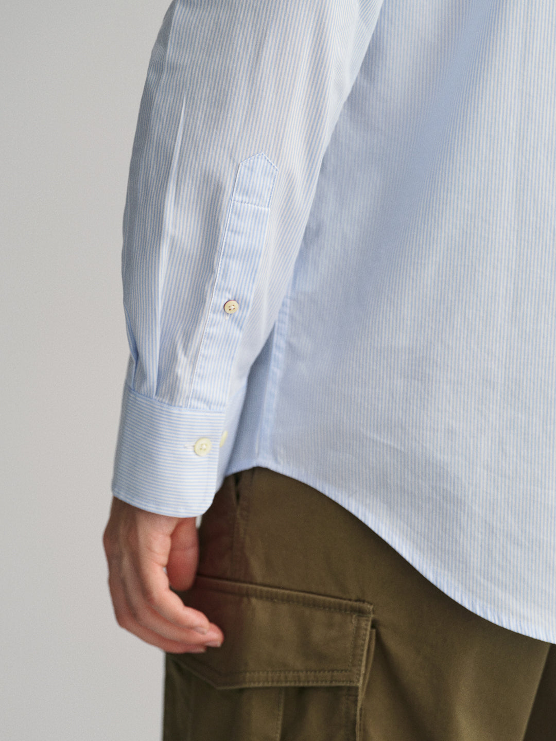 Gant Blue Broadcloth Striped Regular Fit Shirt