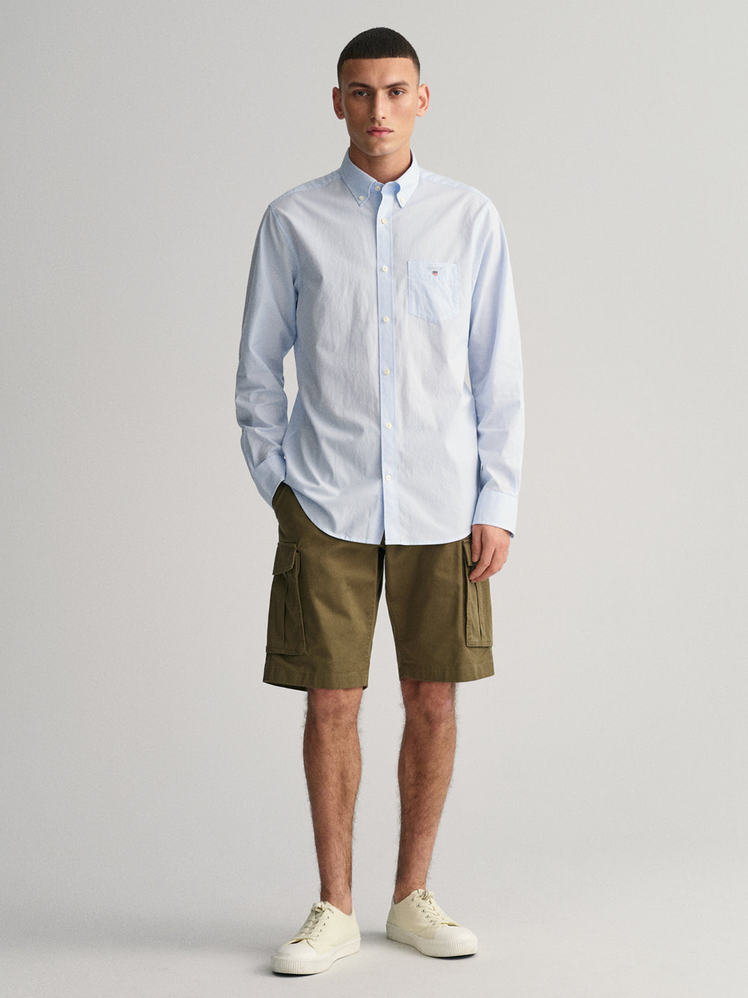 Gant Blue Broadcloth Striped Regular Fit Shirt