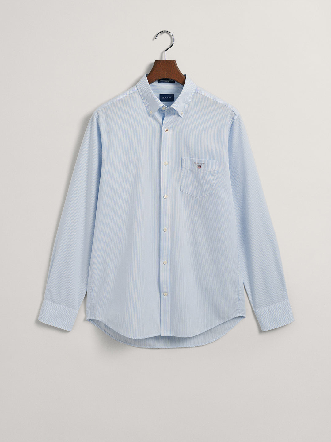 Gant Blue Broadcloth Striped Regular Fit Shirt