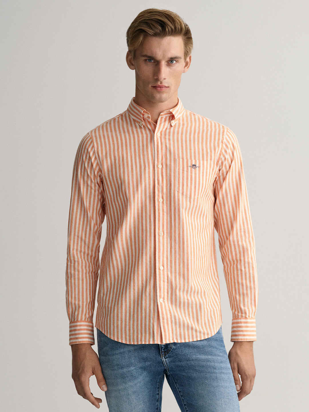 Gant Orange Striped Regular Fit Shirt