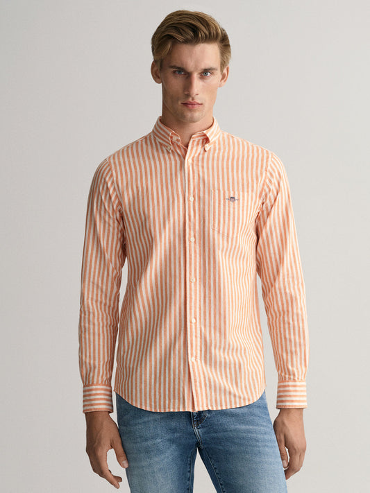 Gant Orange Striped Regular Fit Shirt