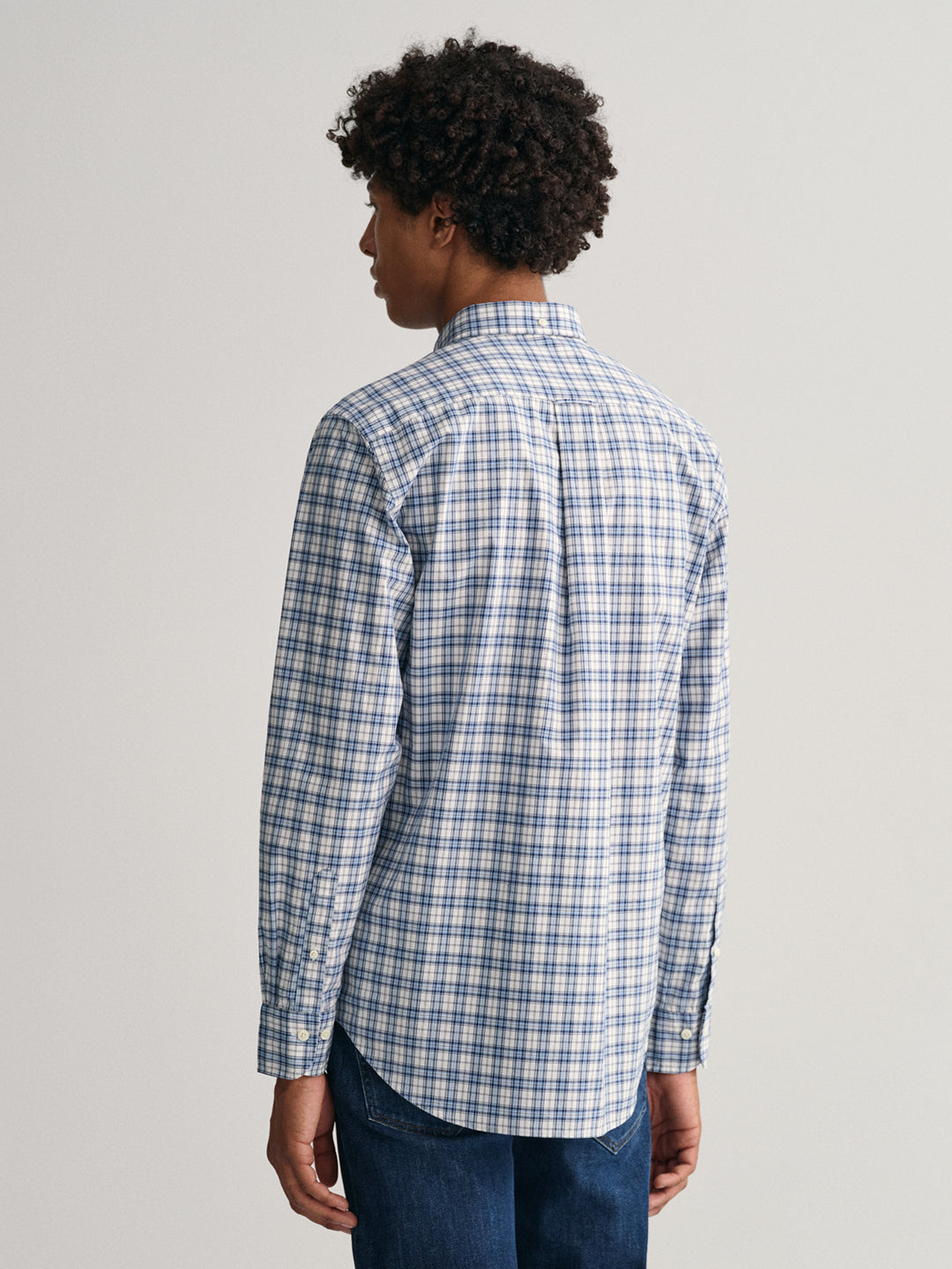 Gant Blue Poplin Micro Checked Regular Fit Shirt
