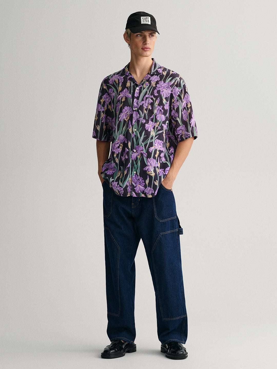 Gant Multi Iris Floral Print Relaxed Fit Linen Shirt