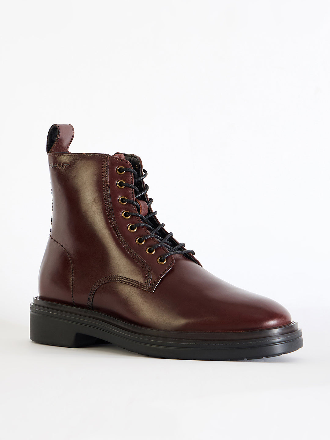Gant Men Burgundy Solid Lace-Up Round Toe Boots