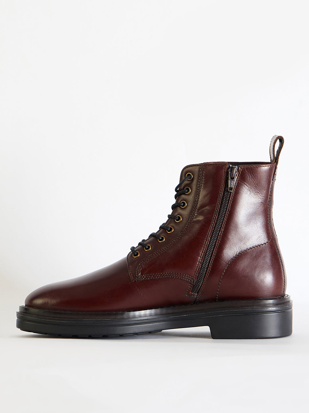 Gant Men Burgundy Solid Lace-Up Round Toe Boots