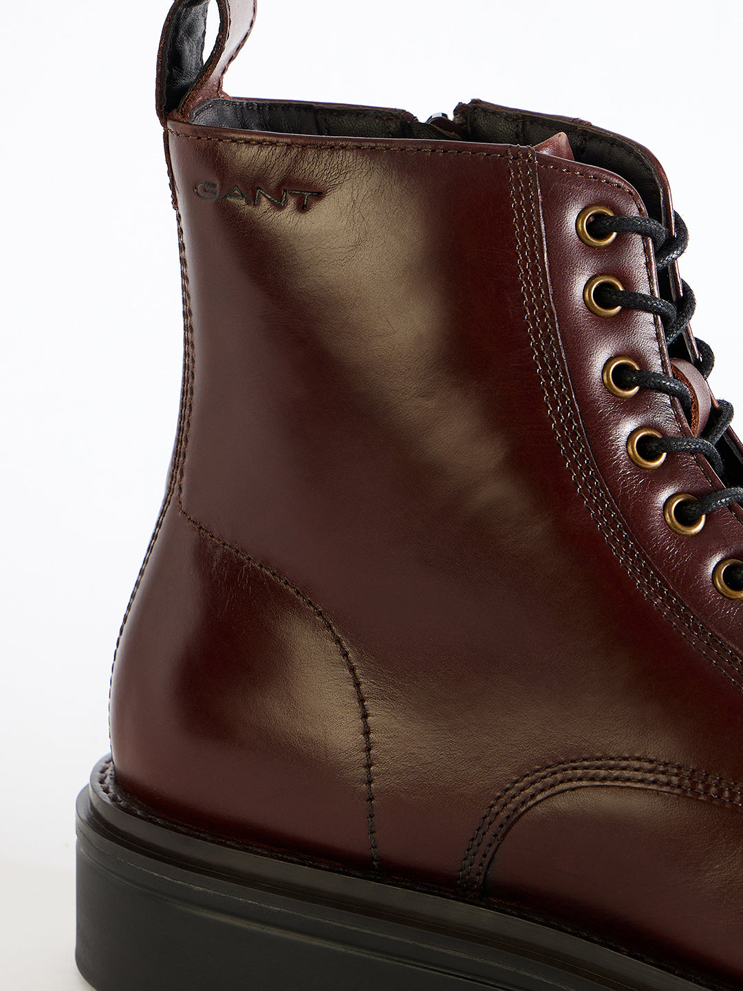Gant Men Burgundy Solid Lace-Up Round Toe Boots