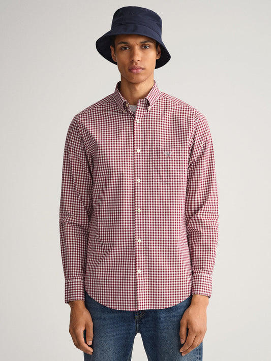 Gant Navy Blue Checked Regular Fit Shirt