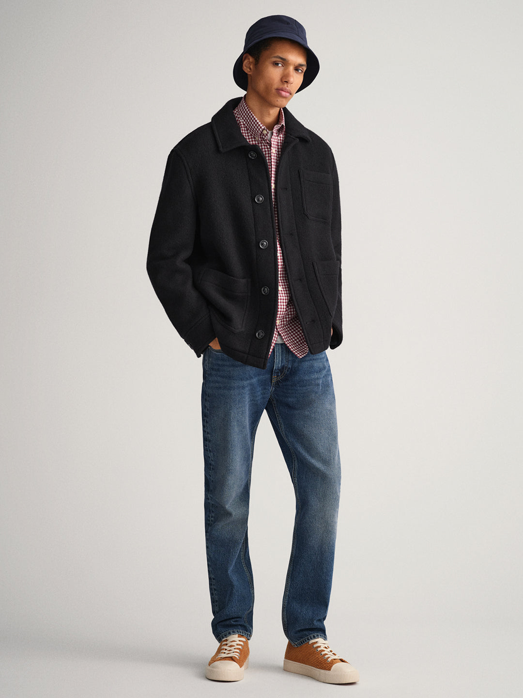 Gant Navy Blue Checked Regular Fit Shirt