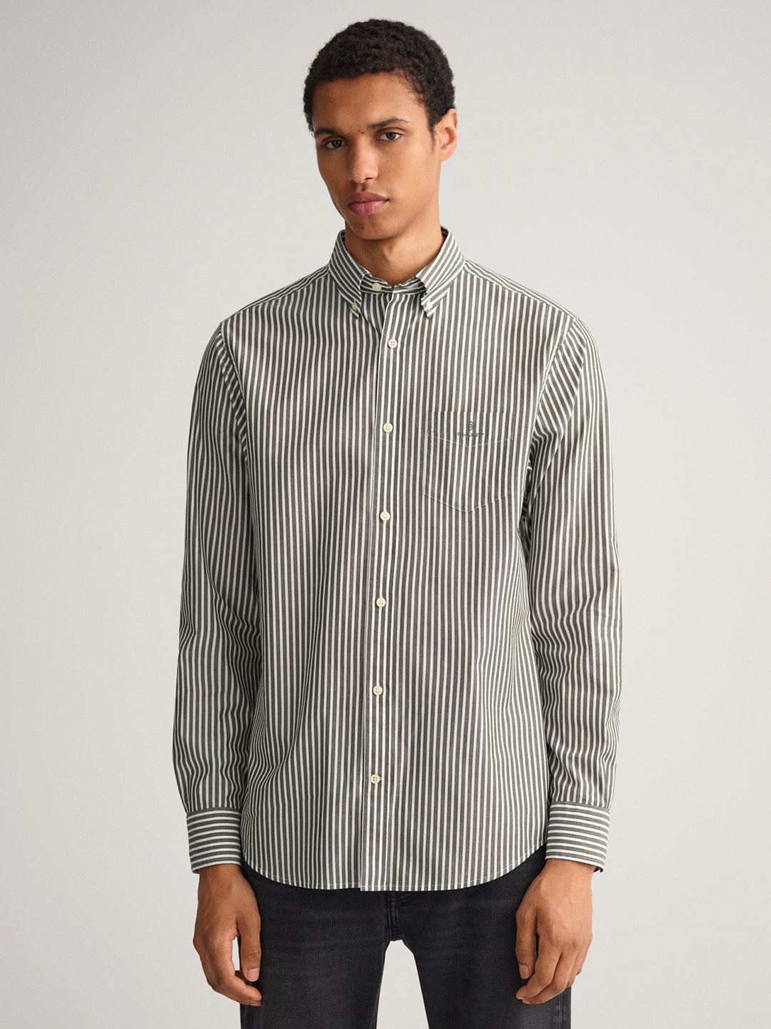 Gant Green Striped Regular Fit Shirt