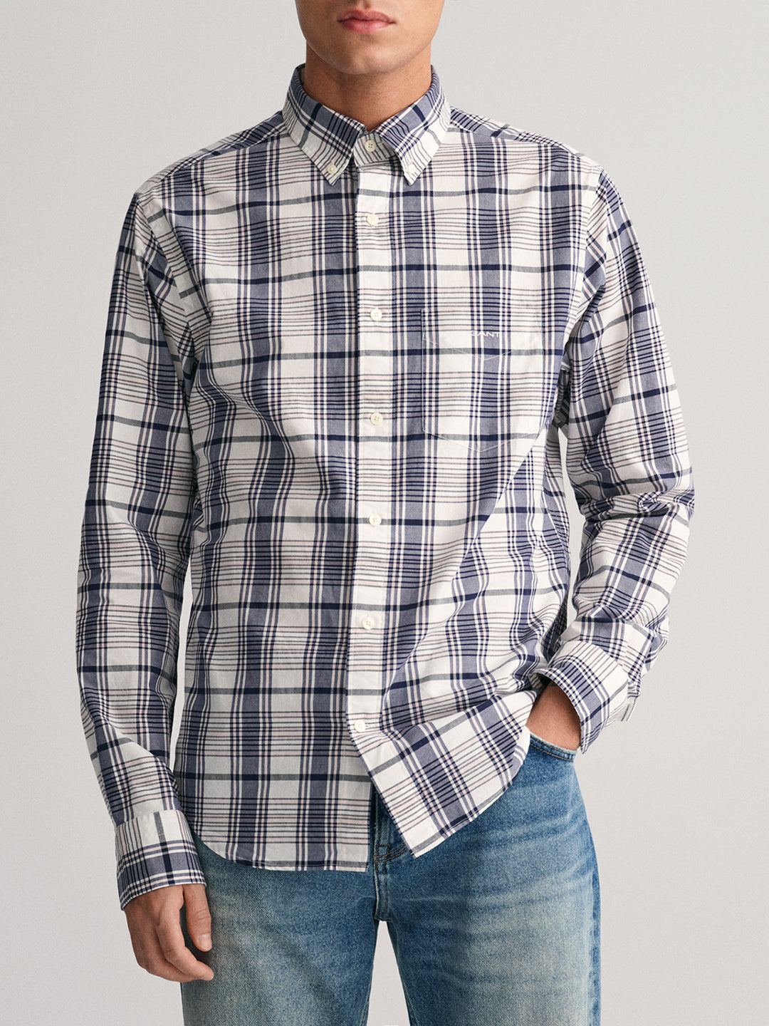 Gant White Fashion Checked Regular Fit Shirt