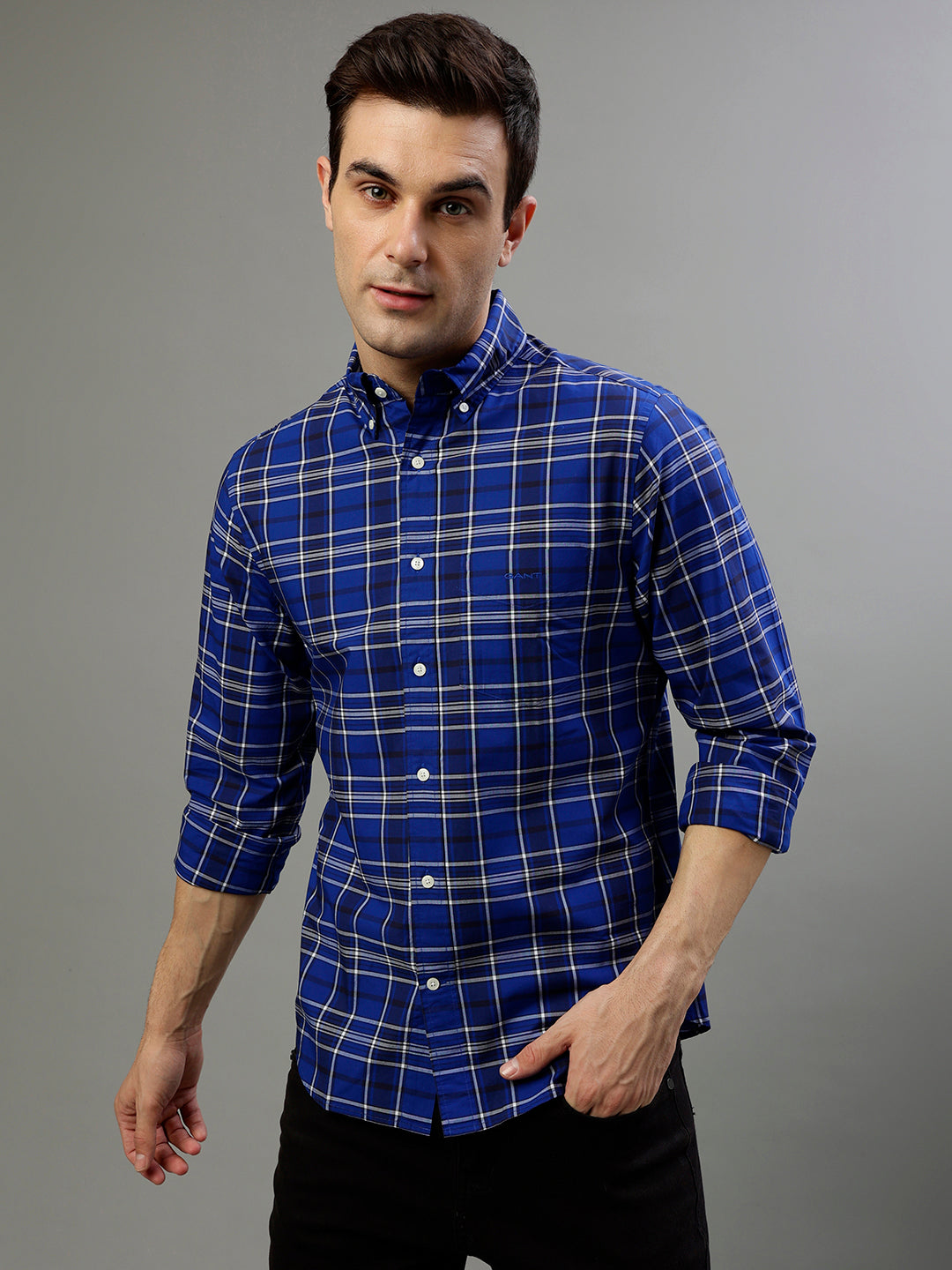 Gant Blue Fashion Checked Regular Fit Shirt