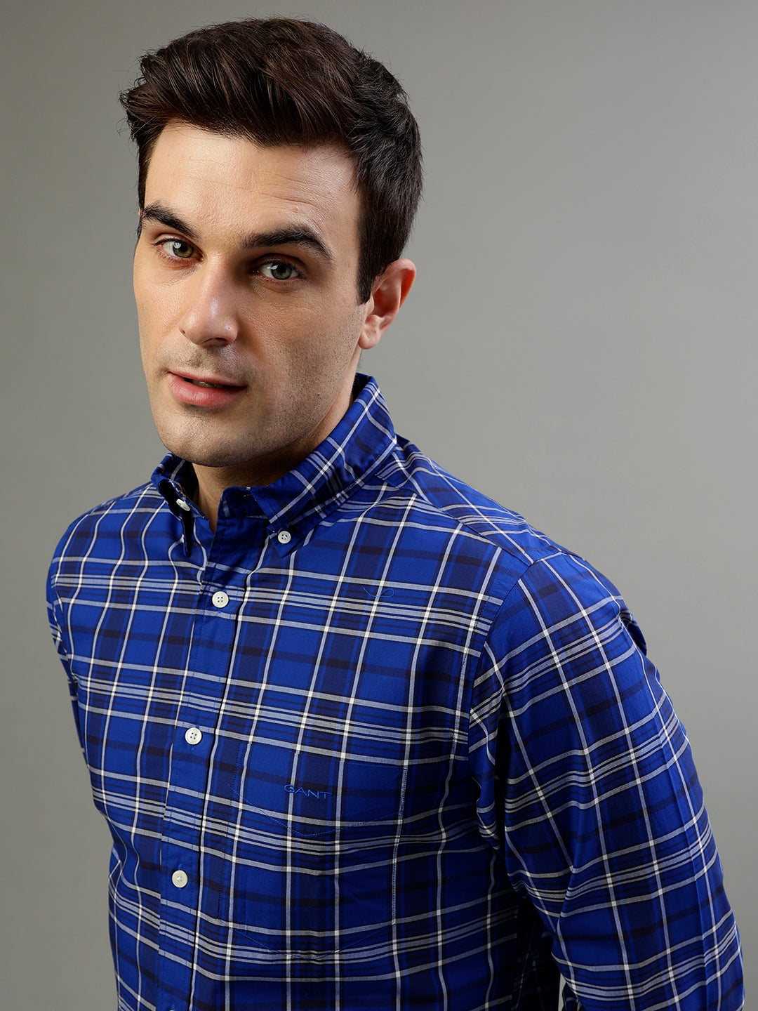 Gant Blue Fashion Checked Regular Fit Shirt