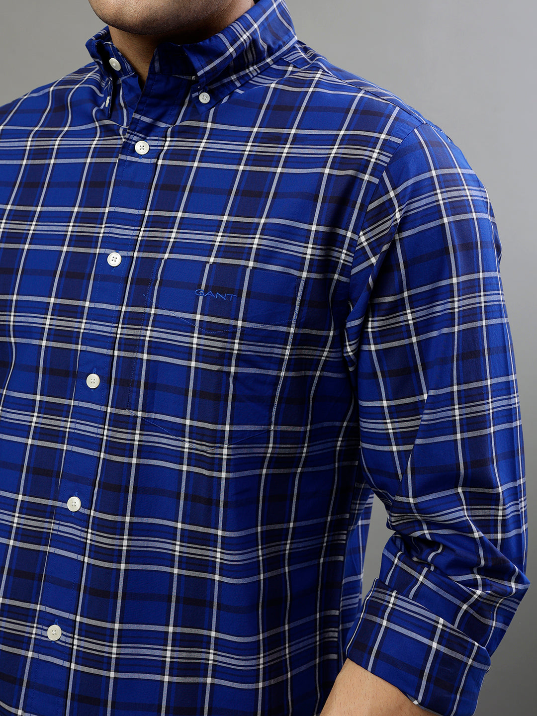 Gant Blue Fashion Checked Regular Fit Shirt
