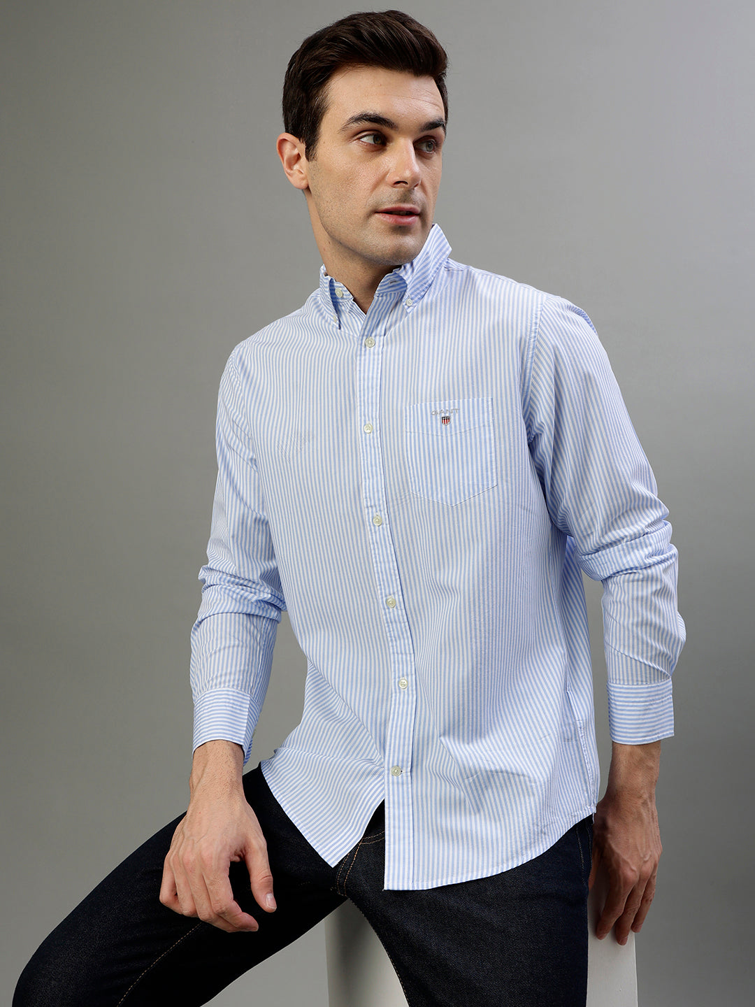 Gant Blue Striped Regular Fit Shirt