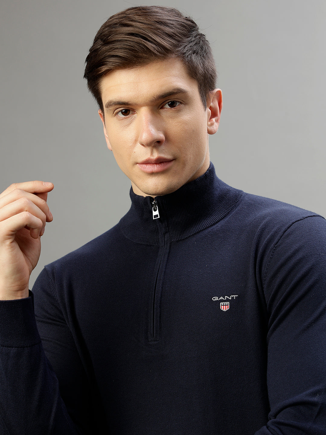 Gant Men Solid High Neck Long Sleeves Sweater