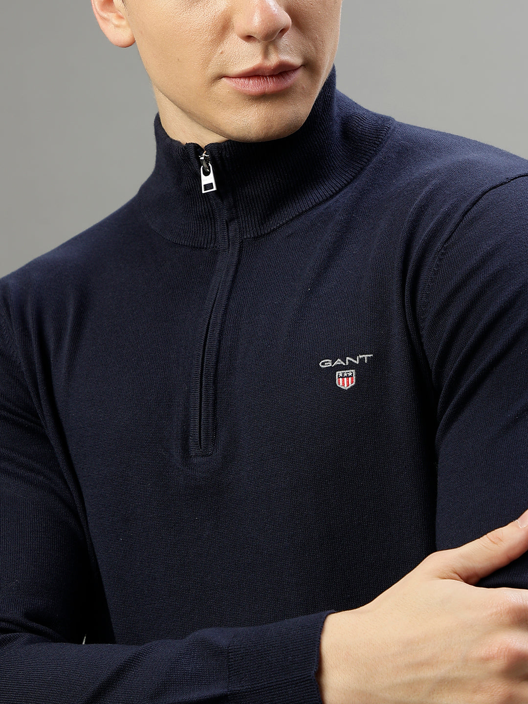 Gant Men Solid High Neck Long Sleeves Sweater