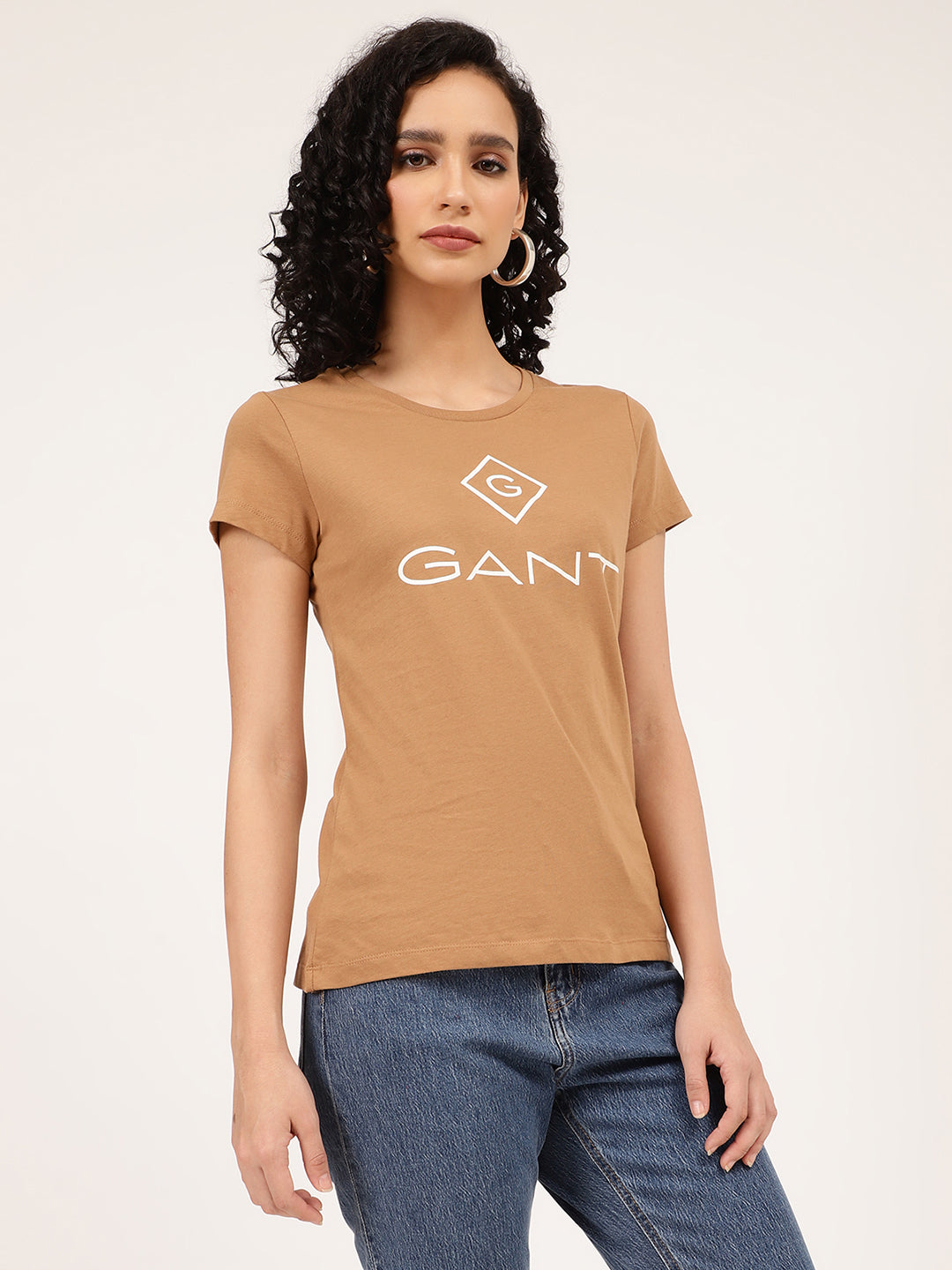 Gant Brown Logo Relaxed Fit T-Shirt