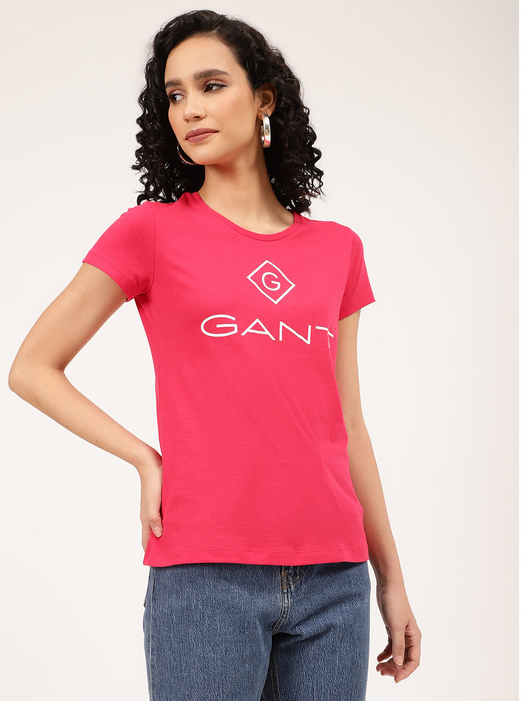 Gant Pink Logo Relaxed Fit T-Shirt