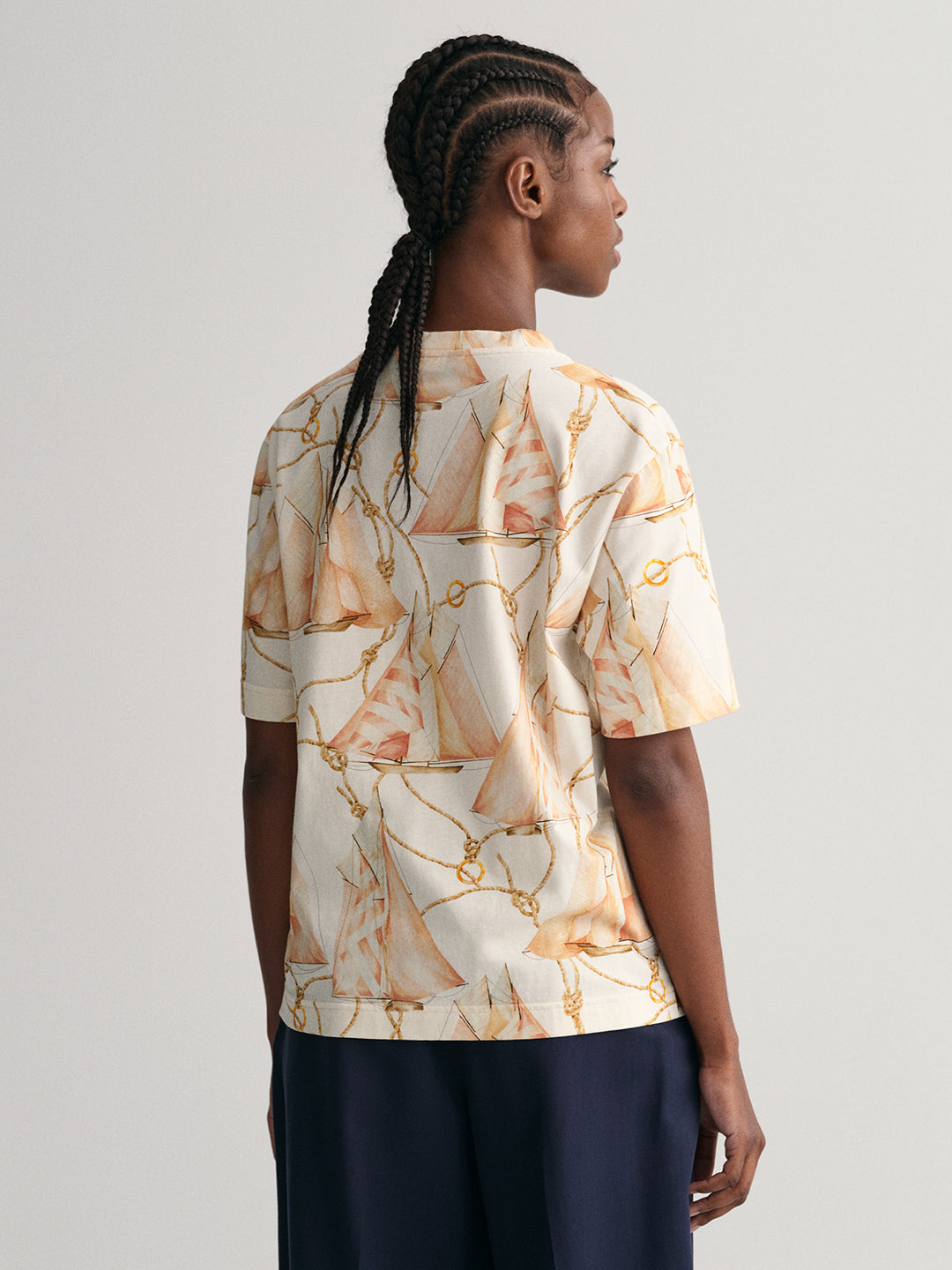 Gant Cream Preppy Printed Relaxed Fit T-Shirt