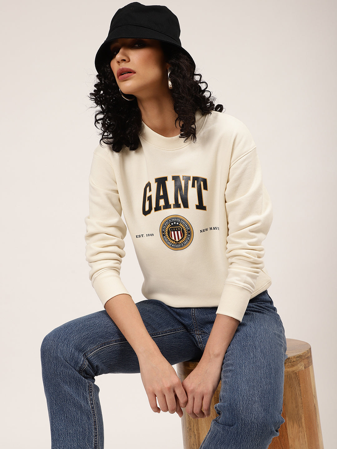 Gant Women Cream-Coloured Printed Sweatshirt