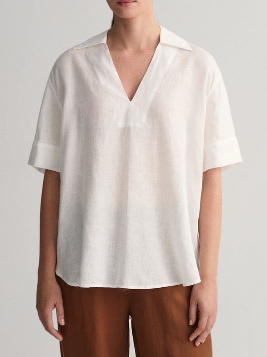 Gant White Preppy Relaxed Fit Top