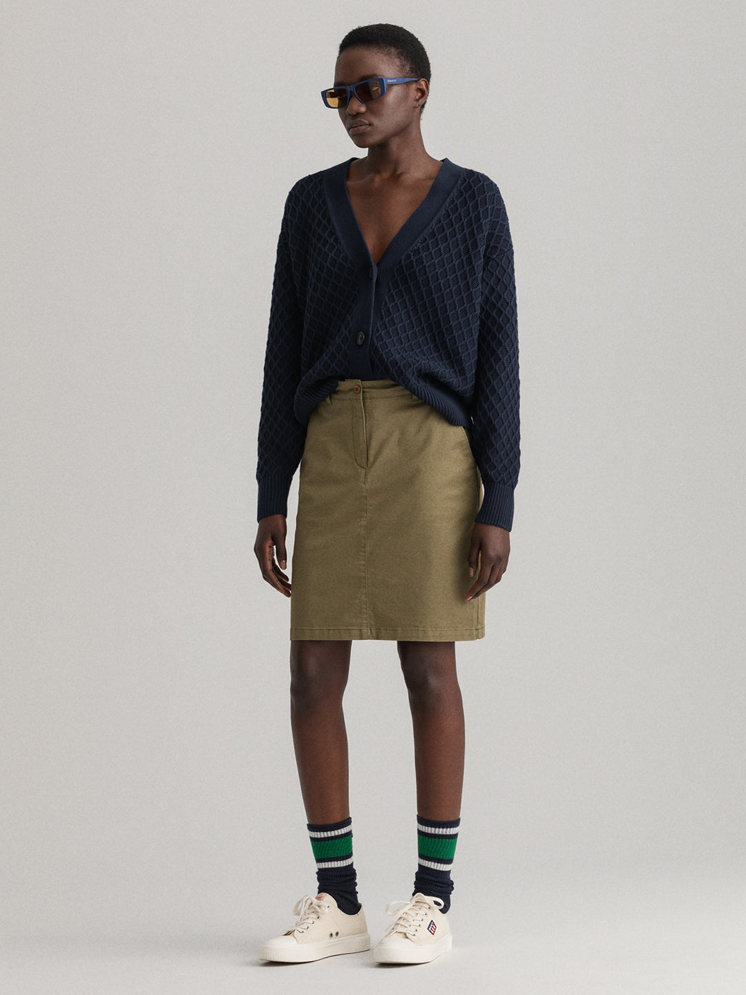 Gant Women Khaki Solid Above Knee-Length Straight Skirt