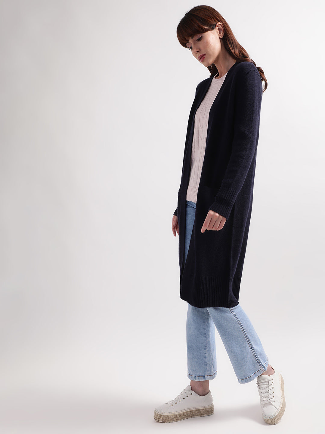 Gant Women Blue Wool Longline Sweater