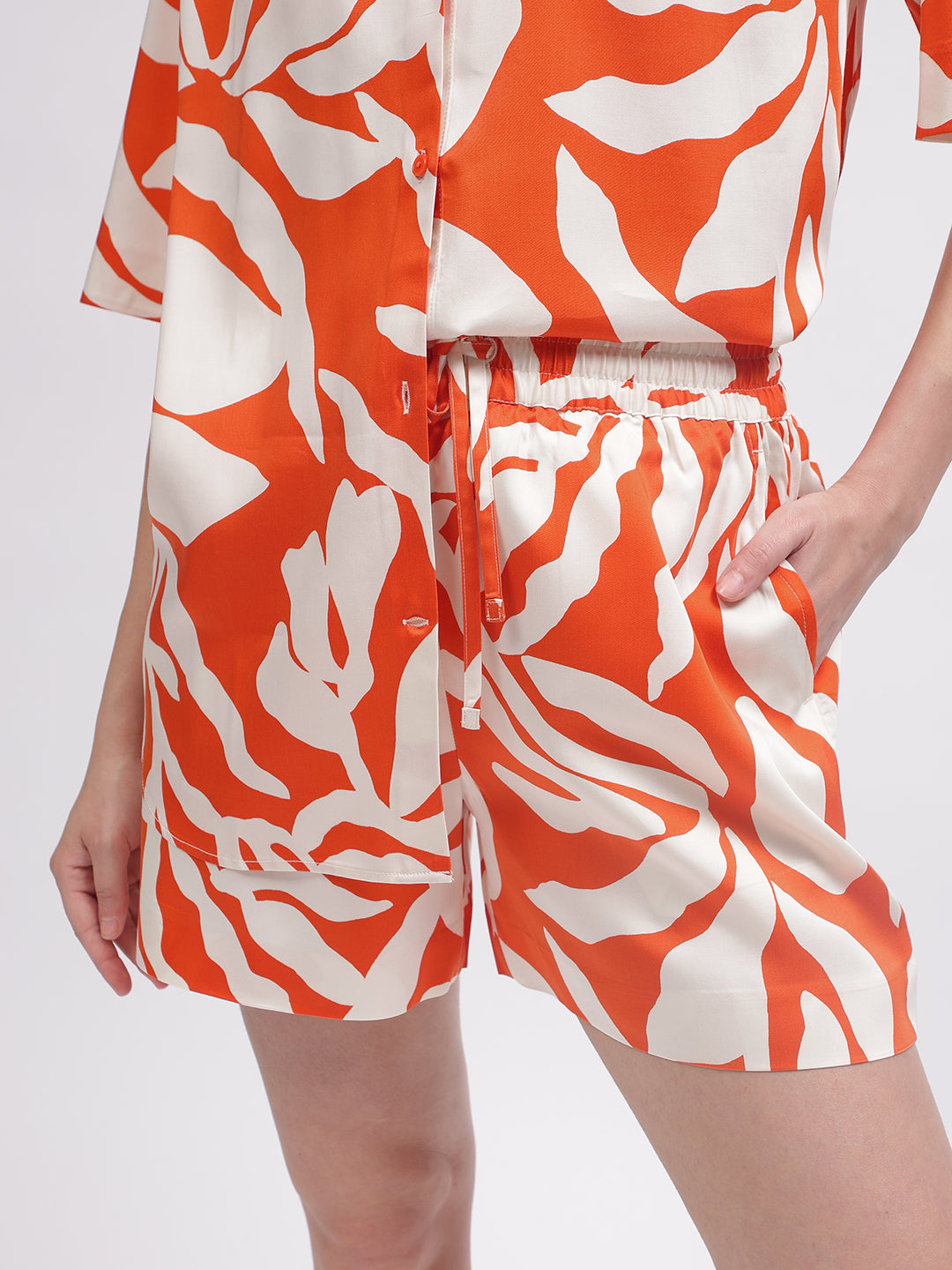 Gant Women Orange Printed Relaxed Fit Shorts