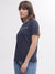 Gant Women Blue Solid Round Neck Short Sleeves T-shirt