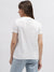 Gant Women White Solid Round Neck Short Sleeves T-Shirt