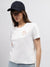 Gant Women White Solid Round Neck Short Sleeves T-Shirt