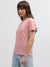 Gant Women Pink Solid Round Neck Short Sleeves T-Shirt