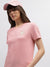 Gant Women Pink Solid Round Neck Short Sleeves T-Shirt